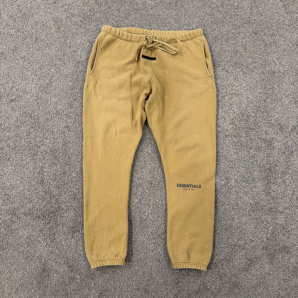 Fear of God Essentials Sweatpants Mens XL Amber Brown Fleece Joggers Logo FOG